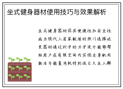 坐式健身器材使用技巧与效果解析